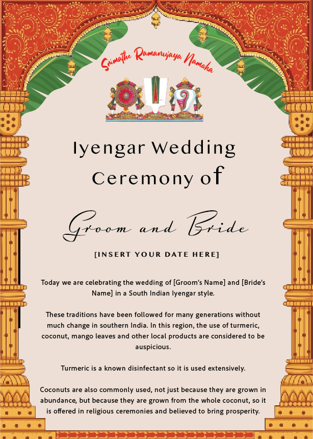 Iyengar Wedding Rituals: Must-Have Leaflet for Guests